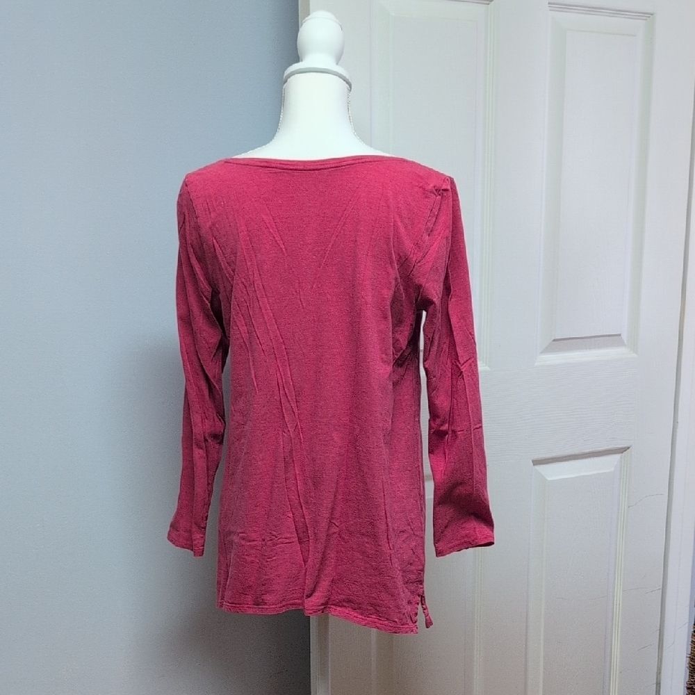 PureJill J.Jill Heathered Red LS Pima Cotton High-Low Tshirt Size MP - Picture 2 of 7